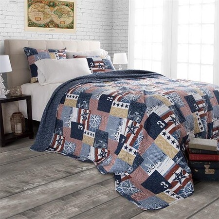 Lavish Home Lavish Home 66-10058-K Patriotic Americana Quilt Set; King Size - 3 Piece 66-10058-K